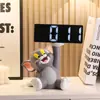 Adornos Creativos de Reloj Digital de Gato Tom de Dibujos Animados Para Dormitorio Mesa de Noche Decoración de Reloj de Escritorio de Gama Alta