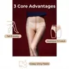 Medias panty sexys de T-crotch brillantes y sedosas transfronterizas, medias negras brillantes transparentes ultradelgadas con acabado perlado y longitud extendida