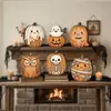 Productos de madera, un artículo popular para ventas transfronterizas: Decoraciones de Halloween, manualidades de calabaza de madera, un juego de 6 adornos de madera