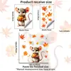 Pegatinas de ventana de vidrio electrostáticas de dibujos animados de otoño con lindos patrones de conejito blanco y ratón, sin adhesivo, para decoración de ventanas de cocina