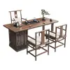Mesa de Chá de Olmo Estilo Chinês Novo Jinsha Mesa de Chá de Madeira Maciça para Varanda de Casa e Combinação de Cadeiras Mesa de Chá de Placa Grande para Escritório
