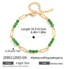 Wanxing Design Estilo Clásico Oro de 18K Acero Inoxidable Redondo Circonita Circonita Verde Cadena de Tenis Pulsera de Acero Inoxidable
