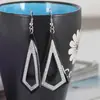 Recolección Transfronteriza de Pendientes Metálicos con Hojas Geométricas Escarchadas, Ganchos para Orejas Creativos Personalizados con Borla de Hoja Redonda Hueca