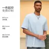 Dropshipping internacional T-shirt pesada estilo americano de manga curta com ombros caídos, marca da moda com costura dupla, peça básica casual para usar por cima