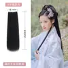 Peluca Hanfu, Extensión de Cabello de Una Pieza Estilo Antiguo, Moño Alto, Cabello Corto, Cabello Rizado de Seda de Maíz para Disfraz Antiguo, Cabello Largo Lacio