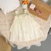 Vestido de Verão Sem Mangas com Fecho na Entreperna Roupas para Bebê Recém-Nascido Personalização Menina Bebê Princesa 100 Dias Vestido de Verão com Alças