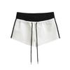 Shorts Esportivos de Verão Novos com Duas Listras Coloridas Estilo Spice Girl Feminino Cintura Elástica Cordão Cadarço Casual Reto Hot Pants