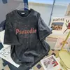 Camiseta vintage lavada de algodón puro para verano, cuello redondo, manga corta, estampada, moderna, casual, corte holgado, adecuada para parejas