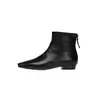 Primera capa de piel de vaca/ante de oveja y botas desnudas botas individuales para mujer otoño nuevo estilo puntera cuadrada tacón bajo cremallera trasera botines de cuero genuino para mujer
