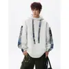 Nova moletom de outono masculina com capuz, design de urso de alta qualidade, com retalhos estilosos, jaqueta oversized da moda