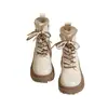 Botas de nieve de felpa para mujer 2026 estilo nuevo de invierno, forradas de forro polar y engrosadas, botines de suela gruesa para mujer, zapatos de algodón, botines Martin para mujer