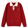 Roupas Masculinas ACU Suéter Masculino de Gola Colorida Contrastante 2026 Nova Coleção Outono/Inverno Estilo Decorado com Botões Marca Tendência Top de Tricô para Homens