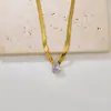 L24 Moda Europea y Americana Diseño Simple Gota de Agua Circonita Acero Inoxidable Cadena Hueso de Serpiente Joyería Horno Galvanoplastia al Vacío Oro