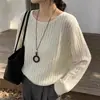 Nuevo Suéter de Punto Hueco con Lurex de Cuello Redondo Otoño/Invierno 2026 para Mujer, Estilo Holgado Perezoso, Manga Larga, Top Base