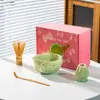 Tazón de Matcha de Corazón Cerámico con Pico Juego de Té Matcha Japonés Juego de 7 Piezas Tazón Batidor de Té Caja de Regalo Suministro Exclusivo Transfronterizo
