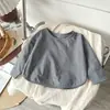 Camiseta Manga Longa Infantil Primavera/Verão 2026 Estilo Coreano Solta Caimento Amplo Unissex Cor Doce Camada Base Top Liso