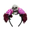 Diadema de flores artificiales para mujer de Halloween, nueva, europea y americana, guirnalda de rosas de tela, diadema de calavera, ventas directas de fábrica