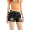 Shorts Jeans Azul Retrô para Mulheres, Verão 2026 Novo Estilo Americano Cintura Média Emagrecedor Stretch Justo Cintura A Hot Pants