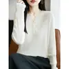 Camiseta de Punto de Cuello en V Otoñal para Mujer 2026 Nuevo Estilo Primavera y Otoño Ropa Interior Superior Suéter Elegante para Mujer Tallas Grandes Otoño e Invierno