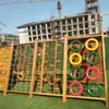 Parque Infantil Exterior Marco de Escalada Combinación Infantil Marco de Escalada de Madera Parque de Entrenamiento Físico Marco de Escalada para Jardín de Infantes