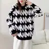 Estilo coreano outono e inverno Novo suéter folgado estilo preguiçoso feminino gola redonda bordado com flocado tipo toalha top suéter estilo ocidental