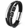 La Joyería de Cuero Trenzado para Hombre Más Vendida de Amazon, Pulsera Magnética de Acero Inoxidable de Moda Europea y Americana para Hombre, Pulsera de Moda