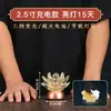 Lâmpada de Lótus de Vidro Real Estilo Antigo Puramente Feita à Mão, Mini Decoração Recarregável para Casa, Pequena Lâmpada de Oferenda Buda para Altar, Grátis