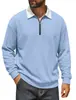 Camisa Polo de Waffle con Bloques de Color y Media Cremallera para Hombre Nueva Primavera Europea y Americana Sudadera Casual Americana Comercio Exterior Transfronterizo
