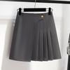 Saia cinza de carne escondida 2025 verão nova saia curta casual elegante plissada em linha A cintura alta emagrecedora para mulheres