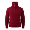 Suéter de punto cálido de manga larga para hombre, color liso, ajuste holgado, estilo europeo y americano, simple y casual, adecuado para otoño e invierno