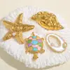 Manualidad de Goteo de Aceite Tema Océano Forma de Tortuga Estrella de Mar Caracola Pulsera DIY Hecha a Mano Collar Accesorios de Joyería