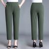 Pantalones de Mamá Delgados Verano Casual Verano Cintura Elástica Pantalones de Abuela Sueltos Rectos Mediana Edad y Ancianos Pantalones hasta el Tobillo Mujeres