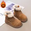 Botas de nieve de invierno para niñas, estilo nuevo, forradas de felpa y engrosadas para abrigar, botines para niños, suela suave, zapatos de algodón antideslizantes para niños mayores