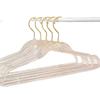 Colgador acrílico sin costuras para el hogar de plástico transparente tienda de ropa niña linda secador con polvo dorado al por mayor