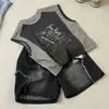 Conjunto de Colete de Verão para Meninos Fino Verão Fresco Bonito Fashion Patchwork Estilo Coreano Crianças Camiseta sem Mangas Shorts Tendência Fresco