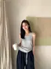 Liquidación, Sin Devoluciones ni Cambios. Camiseta sin mangas de tirantes básica clásica versátil elástica estilo coreano de verano para mujer 11028