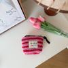 311202 Nuevo Mini Neceser Pequeño de Felpa para Mujer, Bolso Interior Portátil con Bolsillos Grandes, Bolsa de Almacenamiento con Cremallera Roja