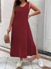 2026 Europeu e Americano Novo Estilo Amazon Tamanho Grande Feminino Solto em Formato H Casual Cor Sólida Sem Mangas Vestido
