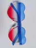 Gafas de sol sin montura en forma de corazón de color gelatina, Gafas de una sola pieza en forma de corazón, Colores deslumbrantes, Estilo transfronterizo