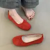 Zapatos de Ballet Estilo Hada Suave 2025 Primavera Azul Niebla Dulce Francesa Gamuza Punta Cuadrada Boca Baja Suela Suave Zapatos de Escote