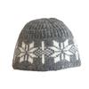 Gorro de punto con diseño de copo de nieve en jacquard para mujer, gorro de lana estilo coreano para otoño e invierno, gorro cálido con cabeza grande que muestra la cara, gorro pequeño y moderno para el frío.