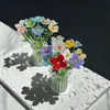 Zibo Glassware Buquê de Flores Pequenas Puro Feito à Mão com Flores de Vidro Importadas, Vaso Pequeno de Luxo Leve, Presente de Flores Pequenas Artificiais