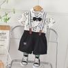 2024 Nueva Ropa Infantil Traje de Tirantes para Niños Pantalones Cortos de Manga Corta para Bebé Pantalones con Tirantes Modernos para Niños Conjunto de Dos Piezas Moderno