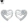 Pendientes de Plata de Ley 925 con Pasador Transfronterizo, Forma de Corazón con Circonita para Mujer, Estilo de Nicho de Alta Gama, Pendientes Tachonados de Diamantes que No se Desvanecen