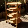 Prateleira de Bambu Trançada Porta-Objetos Organizador de Pá de Lixo Produtos Domésticos de Bambu Camada Múltipla de Bambu Tripé de Secagem de Três Camadas de Chão