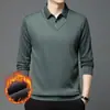 Directo del fabricante: popular polo de invierno con forro polar, un estilo de dos piezas para hombres de mediana edad, grueso y casual, con cuello alto, perfecto como capa base