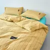 Juego de Ropa de Cama de Algodón de Color Sólido de Cuatro Piezas Estilo Simple para Negocios, Funda de Edredón Individual, Sábana para Dormir sin Ropa, Funda de Edredón, Juego de Tres Piezas para Dormitorio