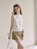 Chaleco de punto de cuello medio alto estilo coreano para mujer, nuevo modelo de verano 2026, corte ajustado, casual, top sin mangas versátil