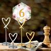Portatarjetas de Acero Inoxidable Personalizado con Forma de Corazón, Soporte para Número de Mesa, Placa de Número de Mesa, Portamenús, Soporte para Banquetes de Boda con Grabado