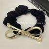 Banda para el cabello de estilo japonés con lazo de metal simple para el intestino delgado, accesorio para la cabeza, elegante banda para el cabello con forma de celebridad de Internet, cuerda para el cabello, cubierta de cuero.